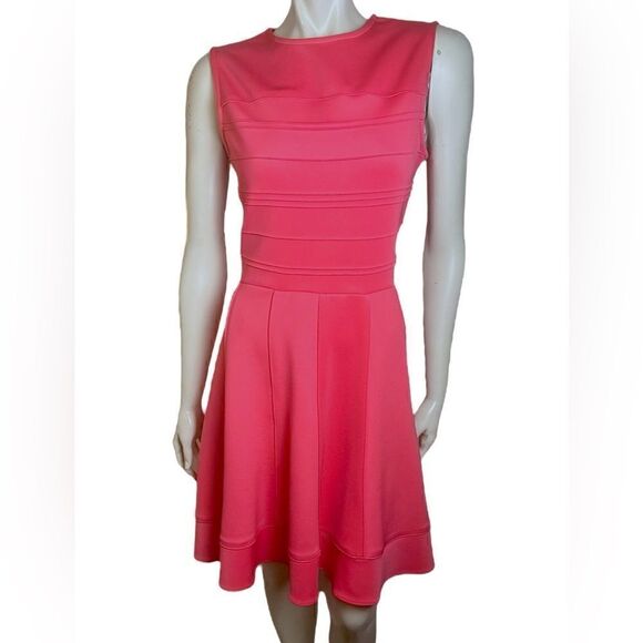 Julia Jordan Hot Pink Sleeveless Flair Shift Dress Like New Size 10 - Picture 3 of 6